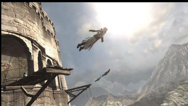 Прыжок Assassin's Creed с высоты пятого этажа