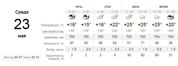 Погода Донецкая область 23 мая