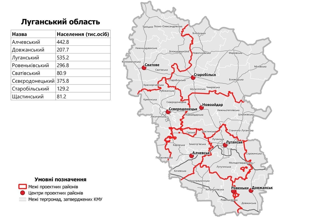 Луганская область деление на районы