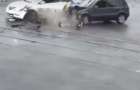 Traffic accident with patrol officers in Mariupol: video