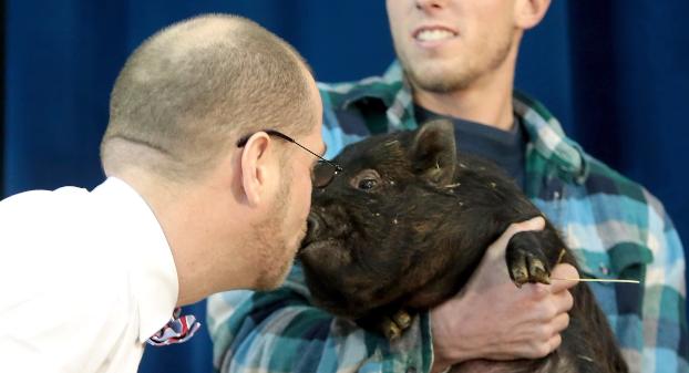 Проиграв спор с учениками, директор школы в США поцеловал свинью
