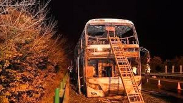 В Китае сгорел пассажирский автобус