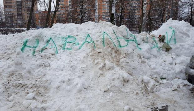 Чтобы вывезли снег: Жительница Москвы оставила надпись «Навальный» на сугробах