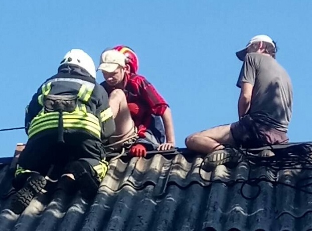 Жителю Новогродовки пришли на помощь спасатели, чтобы снять с крыши