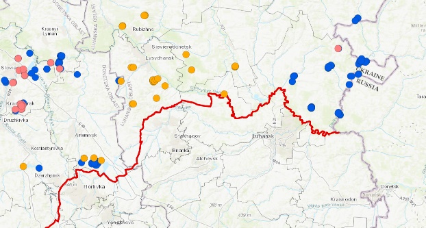 Карта заминированных территорий Донбасса