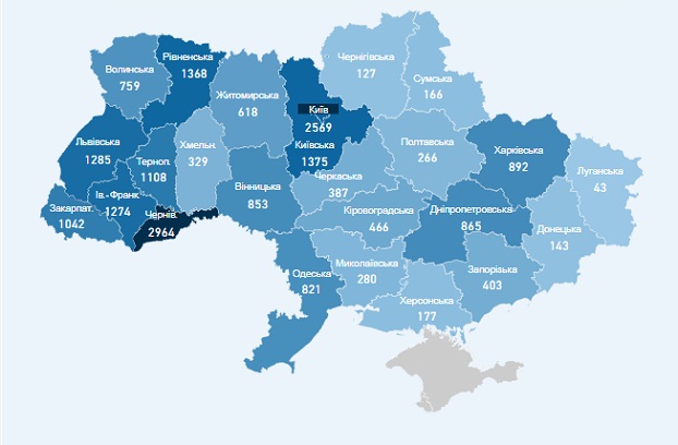 В Украине число лабораторно подтвержденных случаев COVID-19 увеличилось до 20 580